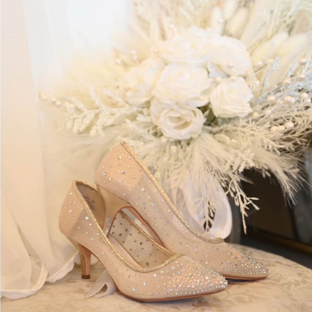 Elegant Cream Heels with Rhinestones
